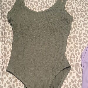 Time and Tru Olive Green One Piece Swimsuit